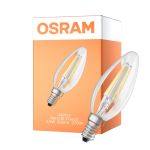 Osram Classic LED E14 Candle Filament Clear 5.5W 806lm - 827 Extra Warm White | Dimmable - Replaces 60W