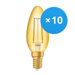 Multipack 10x Osram Vintage 1906 LED E14 Candle Gold 1.5W 120lm - 824 Extra Warm White | Replaces 15W