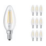 Multipack 10x Osram CLASSIC LED E14 Candle Filament Clear 4W 470lm - 827 Extra Warm White | Replaces 40W