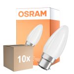 Multipack 10x Osram Parathom Classic LED B22d Candle Filament Frosted 4.8W 470lm - 827 Extra Warm White | Dimmable - Replaces 40W