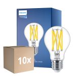 Multipack 10x Philips Master LED E27 Pear Filament Clear 10.5W 1521lm - 922-927 Dim To Warm | Best Colour Rendering - Dimmable - Replaces 100W