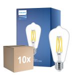 Multipack 10x Philips MASTER Value LED Bulb E27 Edison Filament Clear 5.9W 806lm - 922-927 Dim to Warm | Best Colour Rendering - Replaces 60W