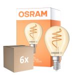 Multipack 6x Osram Vintage 1906 LED Classic Slim E14 Pear Filament Gold 4.9W 470lm - 922 Extra Warm White | Best Colour Rendering - Dimmable - Replaces 40W