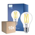 Multipack 10x Philips Master LED E27 Pear Filament Clear 5.9W 806lm - 922-927 Dim To Warm | Best Colour Rendering - Dimmable - Replaces 60W