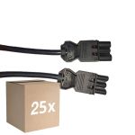 Multipack 25x Noxion GST - Compatible Extension Cable Black - Male + Female - 1m - 3 pole 1,5mm2