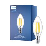 Philips MASTER Value LED Candle E14 Filament Clear 3.4W 470lm - 927 | Best Colour Rendering - Dimmable – Replaces 40W