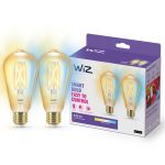 Duopack 2x WiZ Smart LED E27 Edison Filament Gold 7W 640lm | Best Colour Rendering - Dimmable - Replaces 50W