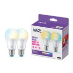 Duopack 2x WiZ Smart LED E27 Pear Frosted 8W 806lm | Best Colour Rendering - Dimmable - Replaces 60W