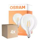 Multipack 4x Osram SuperStar LED E27 Globe 125mm Filament Clear 7W 806lm - 822-827 Dim To Warm | Dimmable - Replaces 60W