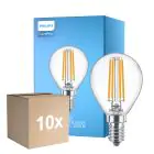 Multipack 10x Philips Corepro LED Lustre E14 Ball Filament Clear 6.5W 806lm - 827 Extra Warm White | Replaces 60W