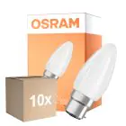 Multipack 10x Osram Parathom Classic LED B22d Candle Filament Frosted 4.8W 470lm - 827 Extra Warm White | Dimmable - Replaces 40W
